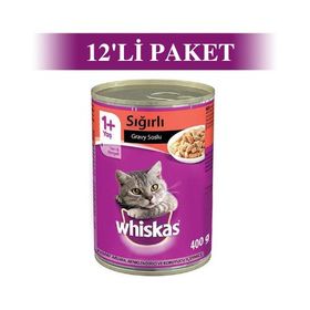 Whiskas 400 gr x 12 Adet Gravy Soslu Biftekli Yetişkin Kedi Konservesi