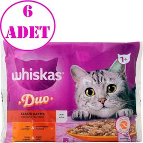 Whiskas 4'lü 6 AD Duo Klasik Karma Lezzetler Kedi Yaş Maması