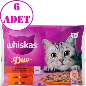 Whiskas 4'lü 6 AD Duo Klasik Karma Lezzetler Kedi Yaş Maması
