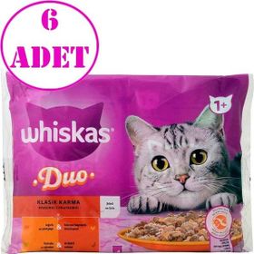 Whiskas 4'lü 6 AD Duo Klasik Karma Lezzetler Kedi Yaş Maması