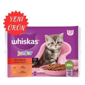 Whiskas 4x85 gr Junior Yavru Klasik Öğünler Sığırlı Tavuklu Kedi Maması