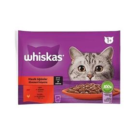 Whiskas 4x85 gr Klasik Öğünler Sığırlı Tavuklu Yetişkin Yaş Kedi Maması