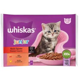 Whiskas 4x85 gr Pouch Sos İcinde Sığırlı ve Tavuklu Yavru Kedi Konservesi