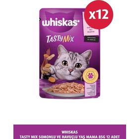 Whiskas 85 G 12X Tasty Mix Somonlu ve Havuçlu Yaş Mama