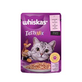 Whiskas 85 gr Pouch Tastymix Sos İçinde Somonlu ve Havuçlu Yetişkin Kedi Maması