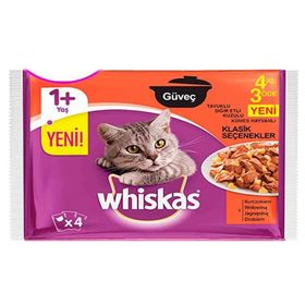 Whiskas Güveç Seçenekli 4x85 gr Kedi Konserve Pouch