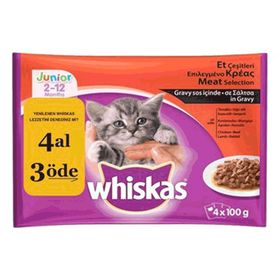 Whiskas Karışık Et Seçenekleri Gravy Soslu Kedi Pouch 4x100 gr