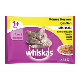 Whiskas Kümes Hayvanlı Seçenekleri Jöleli Pouch 4 x 85 gr Kedi Konserve Maması