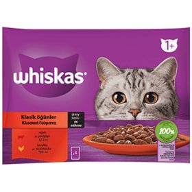 Whiskas Multipack 4x85 gr Klasik Öğünler Gravy Soslu Tavuklu ve Sığır Etli Kedi Yaş Maması