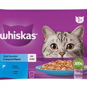 Whiskas Pouch Jöle İçinde Somonlu ve Ton Balıklı 4x85 gr Yetişkin Kedi Konservesi