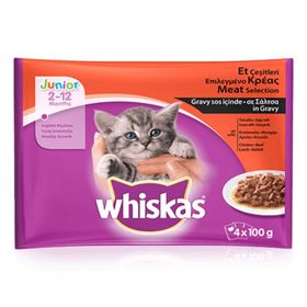 Whiskas Pouch Junior Kümes Hayvanlı ve Etli 4x100 gr Konserve Kedi Maması