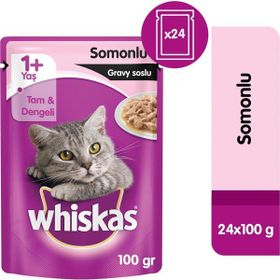 Whiskas Pouch Somon Balıklı Yaş 100gr x 24 Adet Kedi Maması