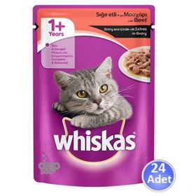 Whiskas Pouch Yetişkin Sığır Etli Gravy Sos İçinde 24x100 gr Yaş Kedi Maması
