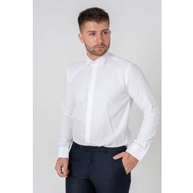 White Stone 21785 Beyaz Venedik Pamuklu Slim Fit Ata Yaka Gömlek