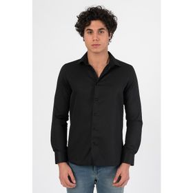 White Stone Bogota Regular Fit Armürlü Siyah Erkek Gömlek