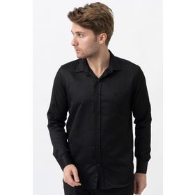 White Stone Bogota Regular Fit Armürlü Siyah Erkek Gömlek