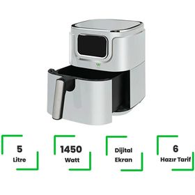Wiami Airfryer 5 lt Yağsız Beyaz Hava Fritözü