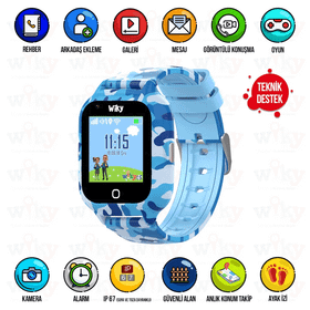 Wiky Watch 4S Kamuflaj Mavi Çocuk Akıllı Saat