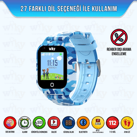 Wiky Watch 4S Kamuflaj Mavi Çocuk Akıllı Saat