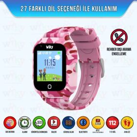 Wiky Watch 4S Kamuflaj Pembe Çocuk Akıllı Saat
