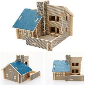 Wildlebend Mavi Ev 3D Ahşap Puzzle