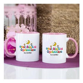 Wildlebend Pembe Renkli Okul Öncesi Öğretmeni Kupa Bardak