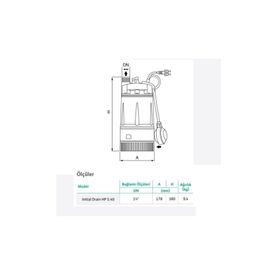 Wilo Drain Hp 5.40 Drenaj 40 Mss 7.2 m3/H 220 Volt Dalgıç Pompa