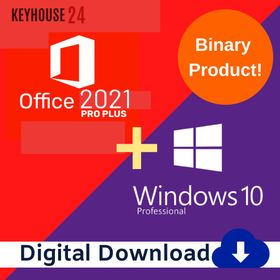 Windows 10 Pro Digital Key 1PC ve Office 2021 Pro Plus Digital Key 1PC Ofis Yazılım