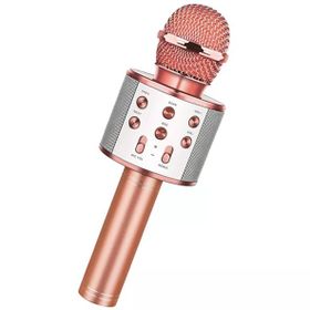 Winex Bluetooth UsbA TF Sd Kart 3.5 mm Aux Girişli Pembe Karaoke Mikrofonu