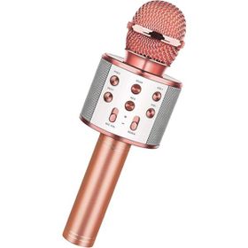 Winex Bluetooth UsbA TF Sd Kart 3.5 mm Aux Girişli Pembe Karaoke Mikrofonu