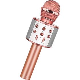 Winex Bluetooth UsbA TF Sd Kart 3.5 mm Aux Girişli Pembe Karaoke Mikrofonu