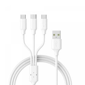 Winex Mobile 3.4A Beyaz CA107 Gfz 3in1 Micro, Lightning, Type-C Çıkışlı Data ve Şarj Kablosu