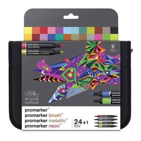 Winsor Newton 24 Renk Çantalı Karışık Markör Seti