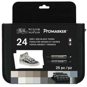 Winsor & Newton 24’lü Grey and Black Tones Çantalı Promarker Set