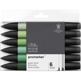 Winsor & Newton 5796597 Green Tones Set 6'lı Yeşil Tonlar Promarker Set