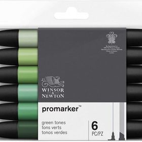 Winsor & Newton 5796597 Green Tones Set 6'lı Yeşil Tonlar Promarker Set