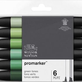 Winsor & Newton 5796597 Green Tones Set 6'lı Yeşil Tonlar Promarker Set