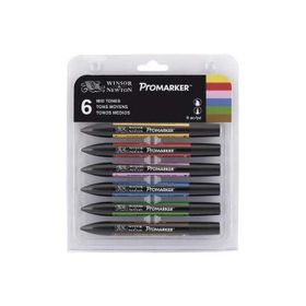 Winsor & Newton 6'lı Set Mid Tones Promarker