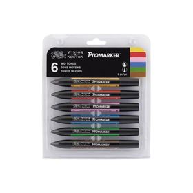 Winsor & Newton 6'lı Set Mid Tones Promarker