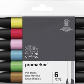 Winsor & Newton 6'lı Set Mid Tones Promarker