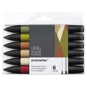 Winsor Newton Promarker Manzara Tonlar Seti 1 6 Renk Grafik Kalemi