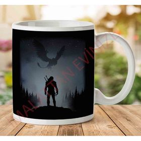 Witcher Wild Hunt Silhouette With Griffin Baskılı Kupa