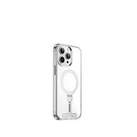 Wiwu FYY-014 iPhone 15 Pro Max Magsafe Uyumlu Alüminyum Standlı Şeffaf Telefon Kılıfı