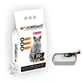 Wondersand 20 lt Beyaz Bentonit İnce Taneli Çiçek Kokulu Kedi Kumu