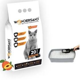Wondersand Premium 20 lt Beyaz Bentonit İnce Taneli Şeftali Kokulu Topaklanan Kedi Kumu