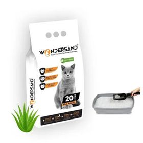Wondersand Premium Beyaz Bentonit İnce Taneli Aloevera Kokulu Süper Topaklanan 20 lt Kedi Kumu