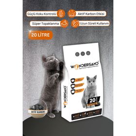 Wondersand Premium Beyaz Bentonit İnce Taneli Kokusuz Topaklanan 20 lt Kedi Kumu