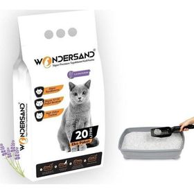 Wondersand Premium Beyaz Bentonit İnce Taneli Lavanta Kokulu Topaklanan 20 lt Kedi Kumu