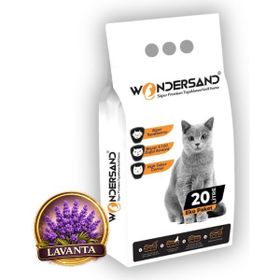 Wondersand Premium Beyaz Bentonit İnce Taneli Lavanta Kokulu Topaklanan 20 lt Kedi Kumu