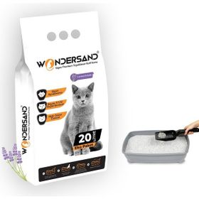 Wondersand Premium Beyaz Bentonit İnce Taneli Lavanta Kokulu Topaklanan 20 lt Kedi Kumu